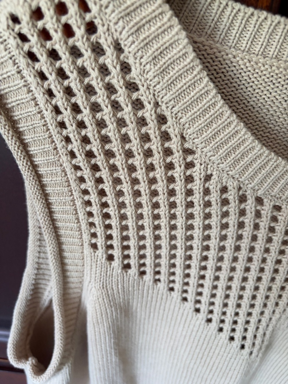 Halogen for Nordstrom Oxford Tan Cotton Sleeveless Sweater - Picture 3 of 4
